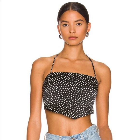 NEW Lovers + Friends Harper Top Black Polka Dot XS - Picture 2 of 6